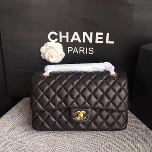 Чанти Chanel 2.55 серия Flap, черни, оригинални, еленова кожа A1112, златни