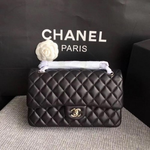 Чанти Chanel 2.55 серия Flap, черни, оригинални, еленова кожа A1112, сребристи