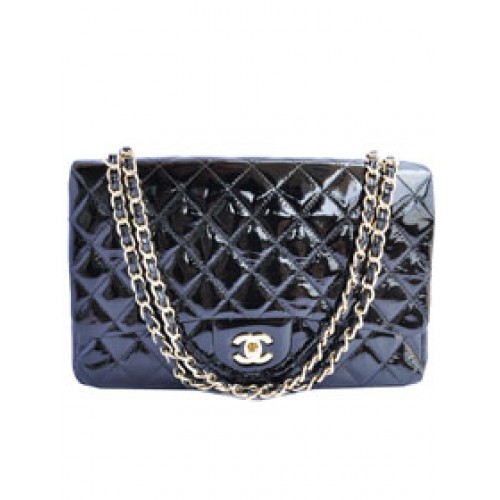 Евтина чанта Chanel Jumbo 2.55 серия Flap A47600 черно-златиста