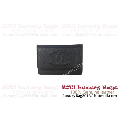 Chanel A48654 Черна оригинална чанта от зърнеста кожа с капак