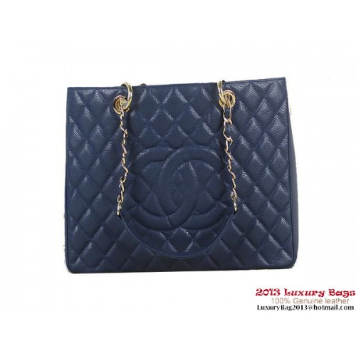 Чанта за през рамо Chanel A50995 RoyalBlue Original Cannage от кожа, златна