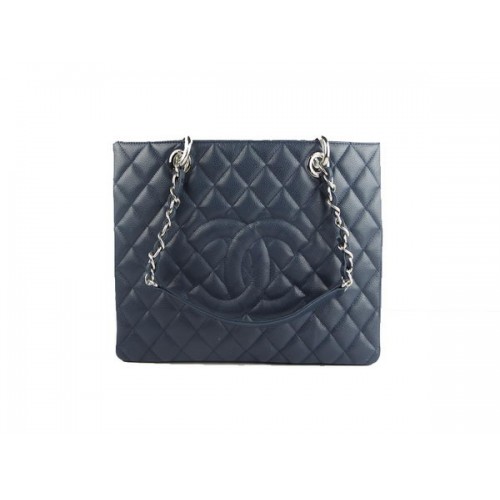 Чанта за през рамо Chanel A50995 RoyalBlue Original Cannage от кожа, сребриста