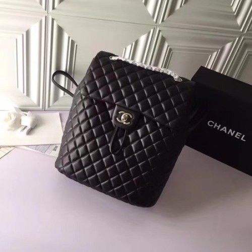 Раница Chanel Оригинална от овча кожа 91122 Черна