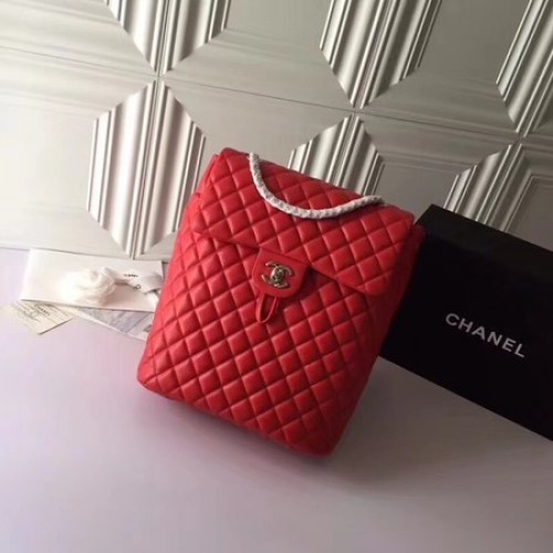 Раница Chanel Оригинална от овча кожа 91122 Червена