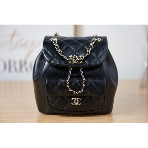 Раница Chanel от овча кожа, оригинална, AS2908, черна