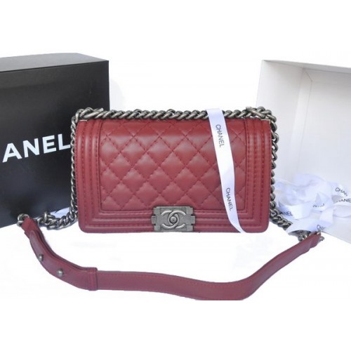 Чанта за през рамо Chanel Boy Flap от оригинална телешка кожа A67086 бордо
