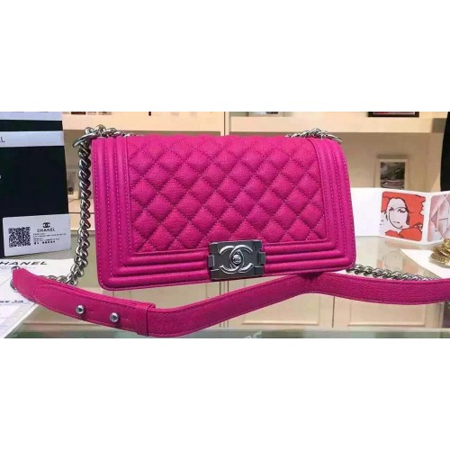 Чанта през рамо Chanel Boy с капак от еленска кожа A67086 Роза