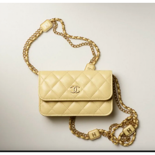 Чанта Chanel с верижка AP2929 Светло жълта