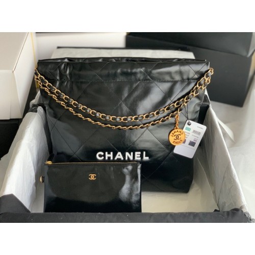 Пазарска чанта Chanel от телешка кожа AS3261 черно-бяло