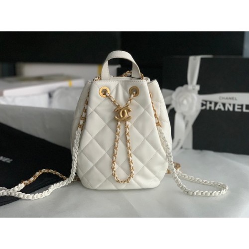 Раница Chanel от телешка кожа AS3211 бяла