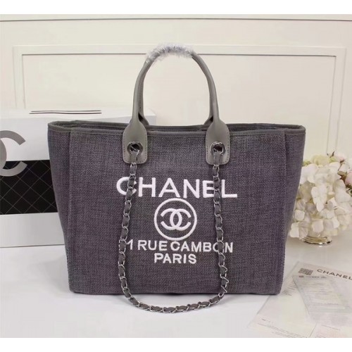 Пазарска чанта Chanel Canvas Leather Tote 68047A