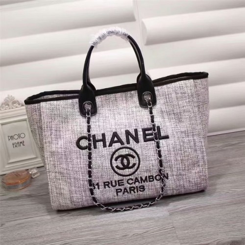 Пазарска чанта Chanel Canvas Leather Tote 68047D