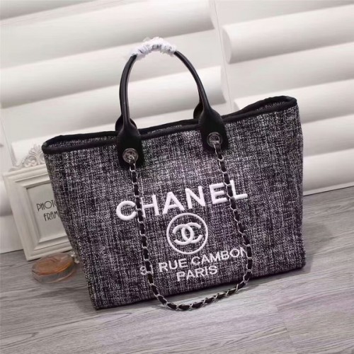 Пазарска чанта Chanel Canvas Leather Tote 68047E
