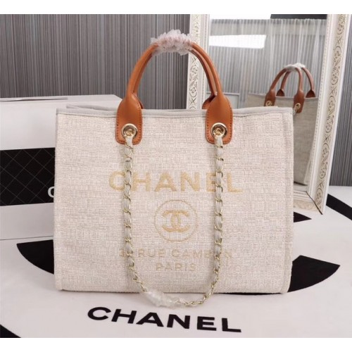 Пазарска чанта Chanel Canvas Tote 8099, почти бяла