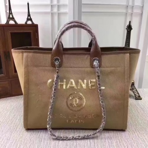 Пазарска чанта Chanel Canvas Tote A68046 Кайсия