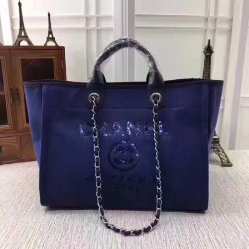 Пазарска чанта Chanel Canvas Tote A68046 Кралски цвят