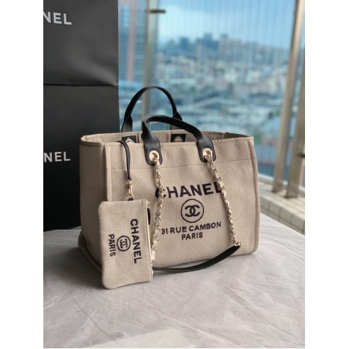 Пазарска чанта Chanel Canvas Tote B66941 Бежова