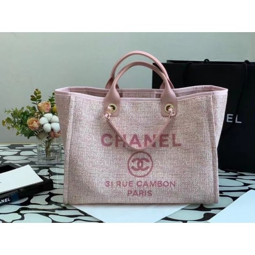 Пазарска чанта Chanel Canvas Tote B66941 розова
