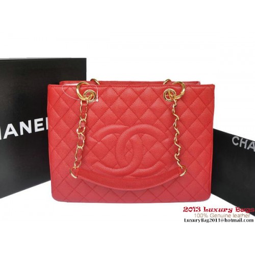 Чанта Chanel Classic Coco GST Caviar Leather A36092 червено злато