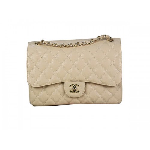 Чанта Chanel Classic Flap 1113 с кайсиев цвят, оригинална, с шарка Cannage, кожа и злато
