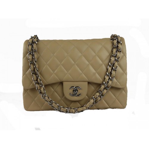 Чанта Chanel Classic Flap 1113 Apricot Original Own Skin Leather Silver
