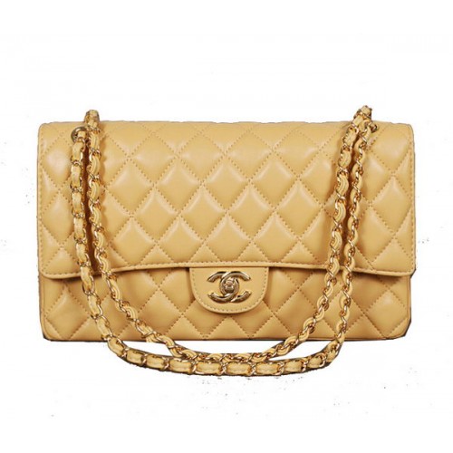 Чанта Chanel Classic Flap 1113 от кайсиева овча кожа в златисто