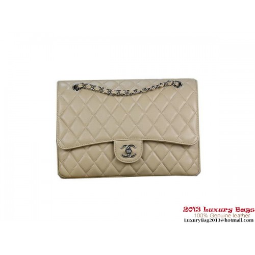 Чанта Chanel Classic Flap 1113 от кайсия, овча кожа, сребриста