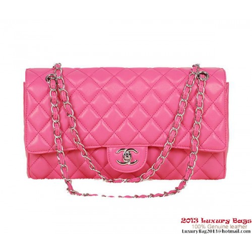 Класическа чанта Chanel Flap 1113 Розова овча кожа Сребърна