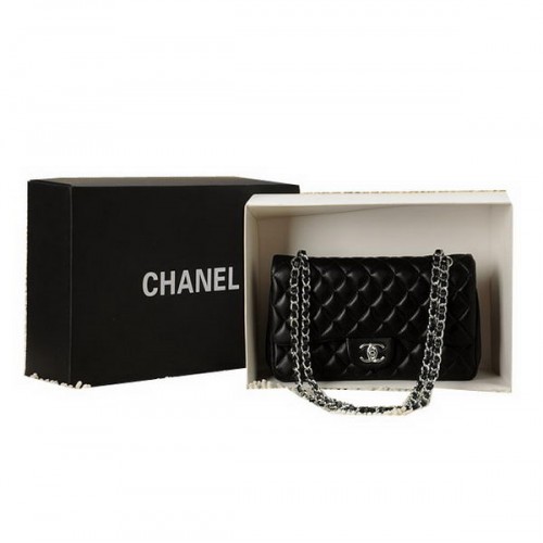 Чанта Chanel Classic Flap Series 2.55 CHA1112, черна, от оригинална кожа