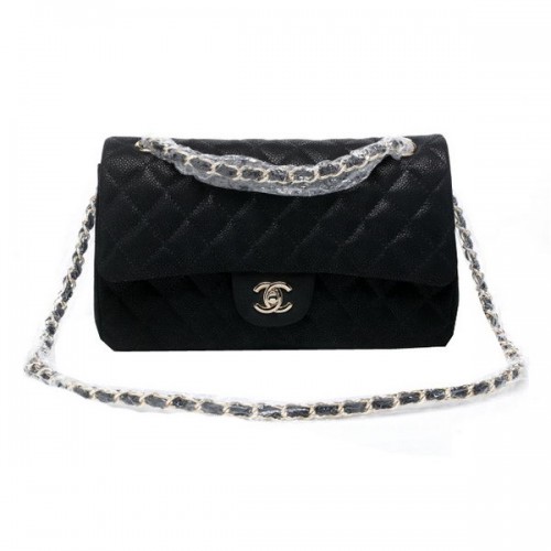 Чанта Chanel Classic Flap Series 2.55, оригинална, с нубук, модел Cannage, CHA1112, черна