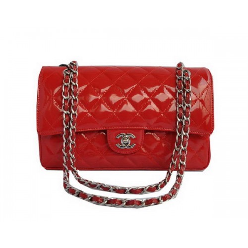 Чанта Chanel Classic Flap Series 2.55 от лачена кожа CHA1112 червена