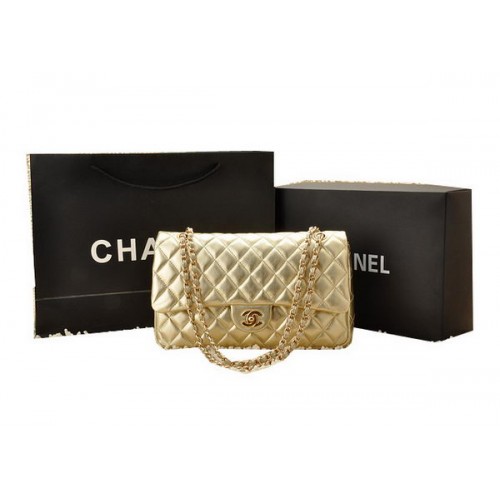 Чанта Chanel Classic Flap Series 2.55 от овча кожа CHA1112 Gold