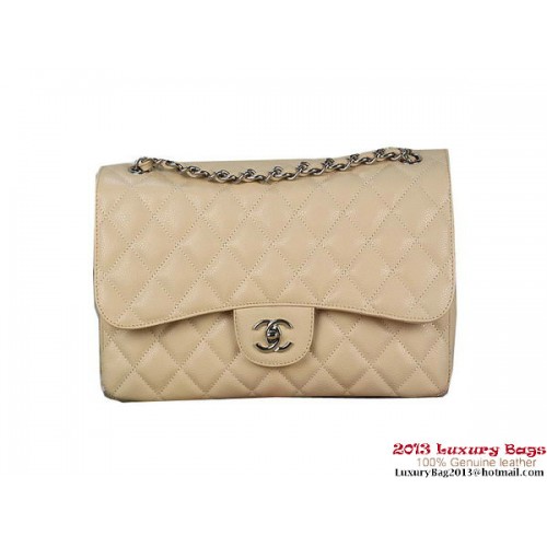 Чанта Chanel Classic Flap, кайсия, оригинална, Cannage Patterns, кожа, сребриста