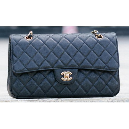 Чанта Chanel Classic Flap с черен модел Cannage A1113 Gold