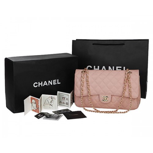 Класическа чанта Chanel с капак и шарка Cannage CHA1113 Розова
