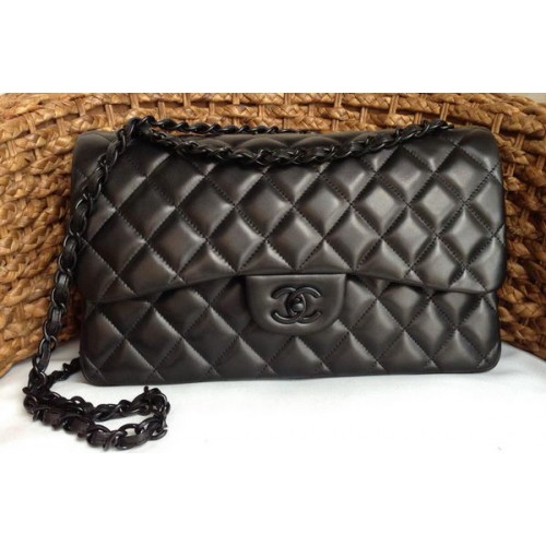 Чанта Chanel Classic Flap от оригинална агнешка кожа A1113 черна