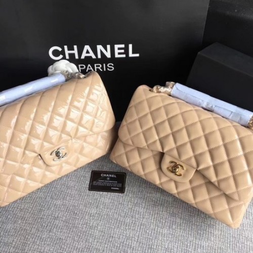 Класическа чанта Chanel с капак, оригинална кожа A1113, цвят кайсия