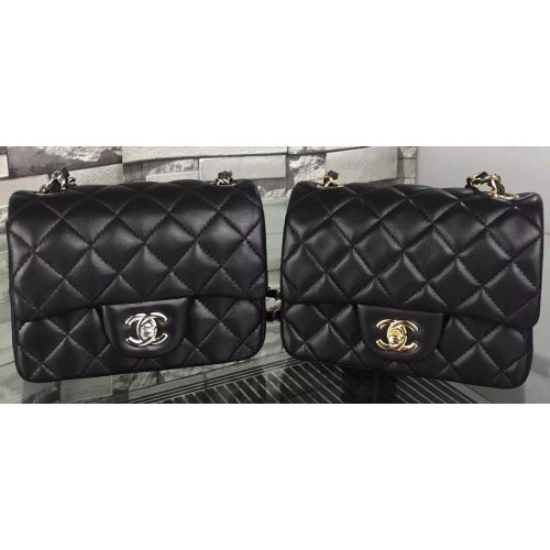 Класическа чанта Chanel от оригинална овча кожа A5171 черна