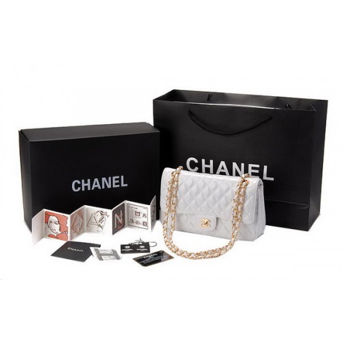 Класическа чанта Chanel с капак, лачена кожа CHA1113, бяла
