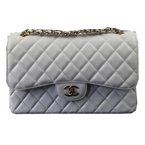 Чанта Chanel Classic Flap с бяла и златна чанта Cannage CF1113