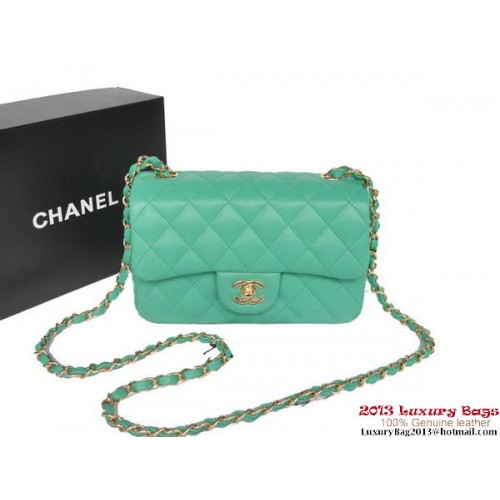 Чанти Chanel Classic Flap от оригинална овча кожа, зелени, A1116, златни