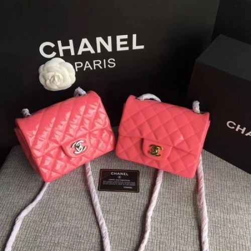 Chanel Classic Flap мини чанта от оригинална кожа A1115 розова