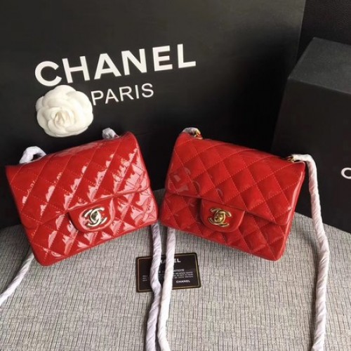 Chanel Classic Flap мини чанта от оригинална кожа A1115 червена