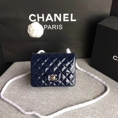 Чанта Chanel Classic Flap mini от оригинална кожа A1115 от кралски цвят