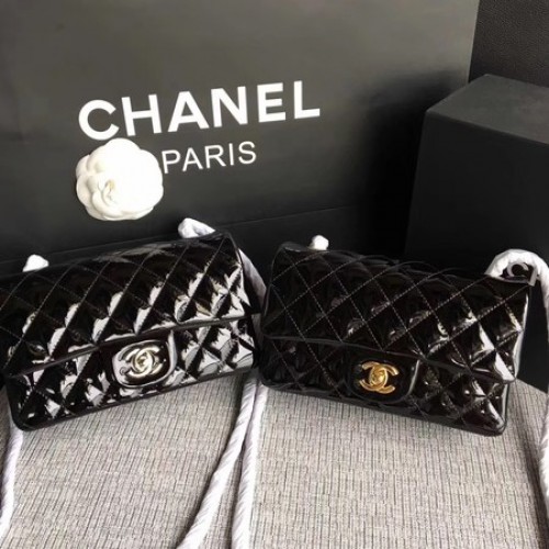 Chanel Classic Flap мини чанта от оригинална кожа A1117 черна