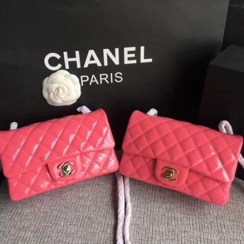 Chanel Classic Flap мини чанта от оригинална кожа A1117 розова