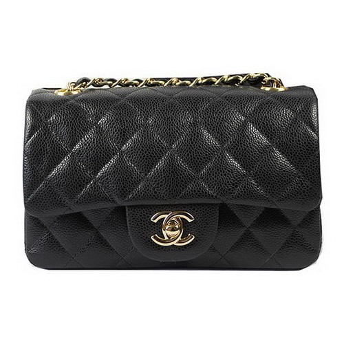 Чанта Chanel Classic MINI Flap с черна и златиста флорална принтирана CF1119