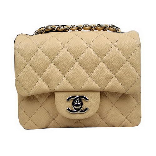 Чанта Chanel Classic MINI Flap CF1115 с кайсиев мотив Cannage, сребриста