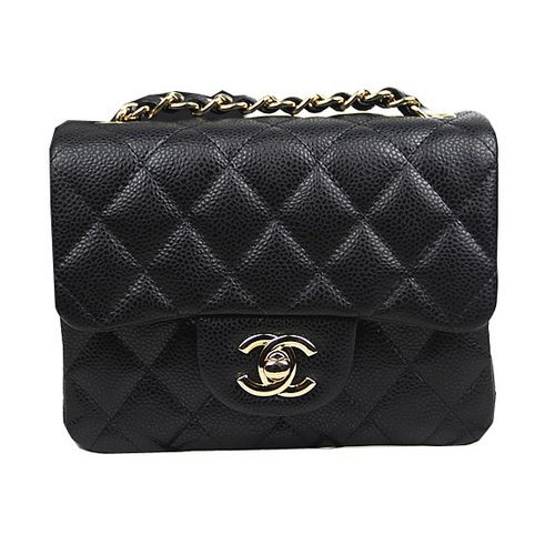 Чанта Chanel Classic MINI Flap CF1115 с черен мотив Cannage и златист цвят