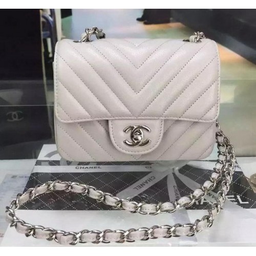 Чанта Chanel Classic MINI Flap от кожа с шарка Cannage A8171 сива